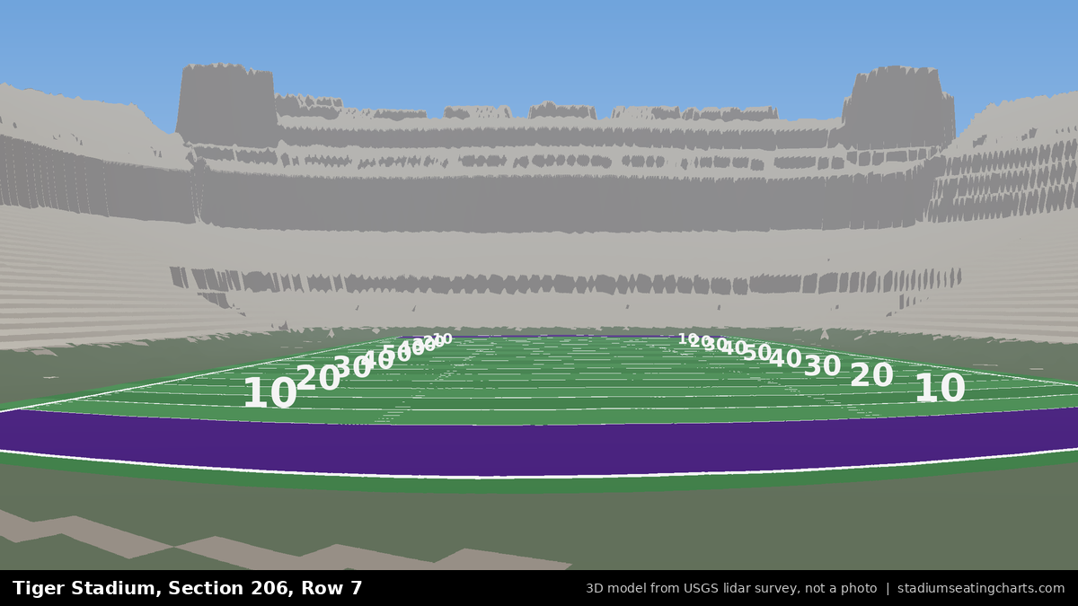 View from Tiger Stadium Section 206, Row 7, looking toward the field