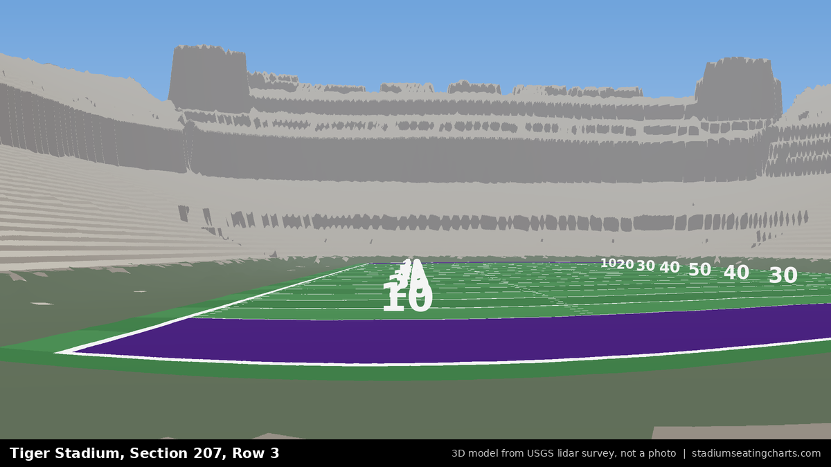View from Tiger Stadium Section 207, Row 3, looking toward the field