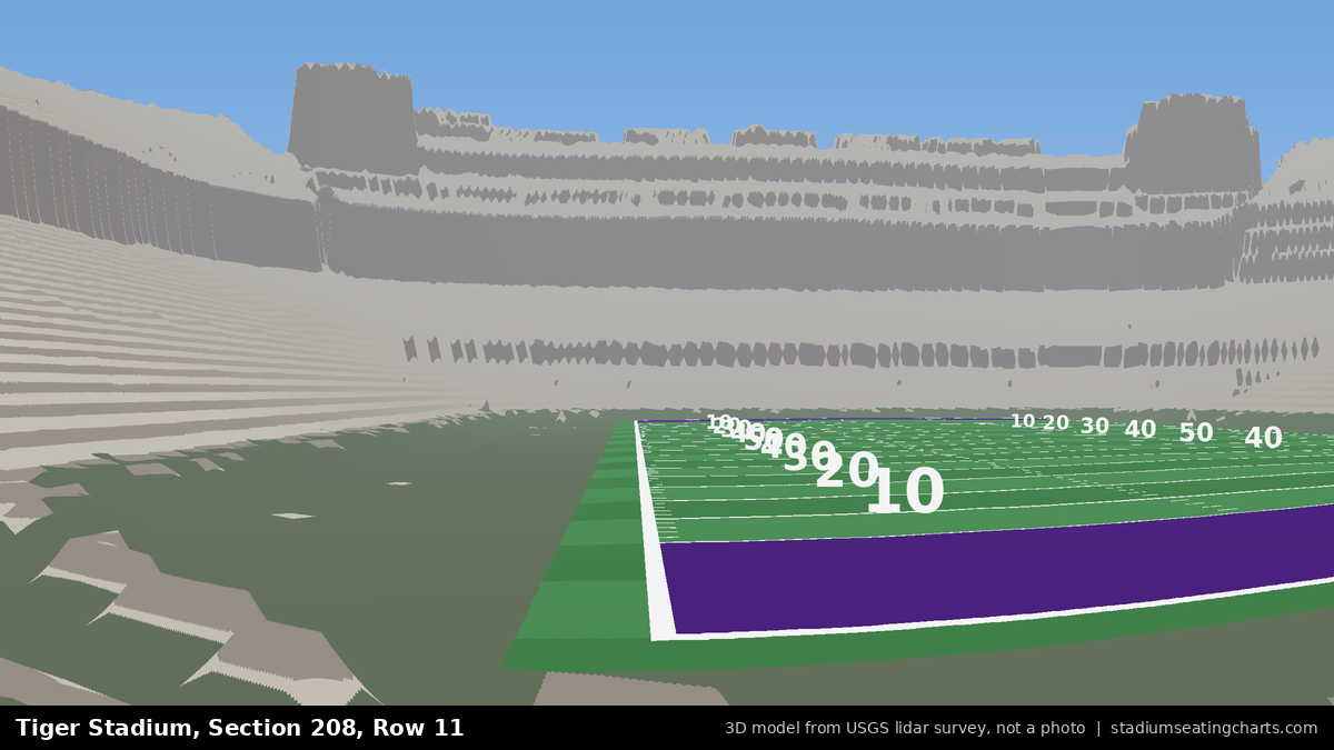 View from Tiger Stadium Section 208, Row 11, looking toward the field