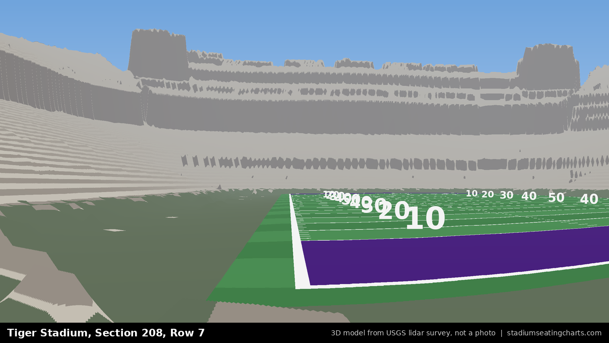 View from Tiger Stadium Section 208, Row 7, looking toward the field