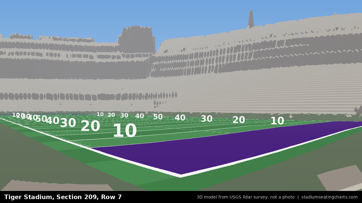 View from Tiger Stadium Section 209, Row 7, looking toward the field