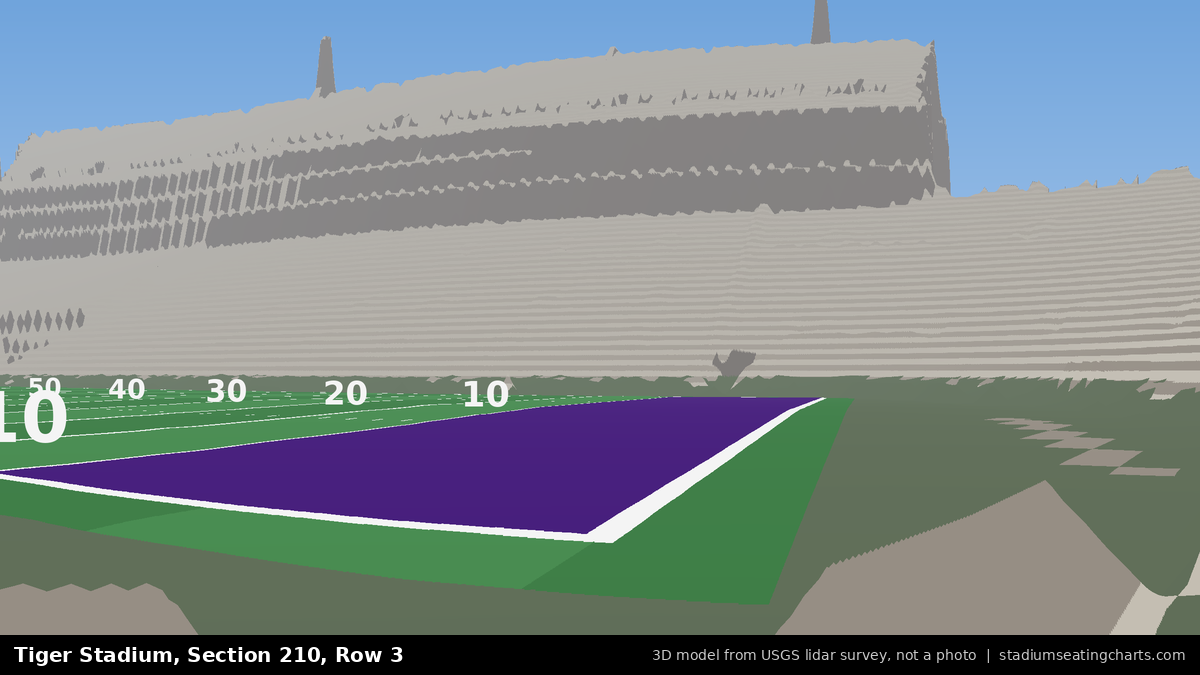 View from Tiger Stadium Section 210, Row 3, looking toward the field
