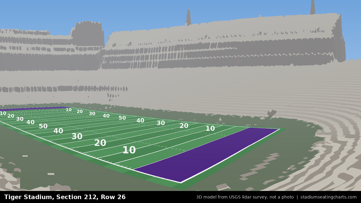 View from Tiger Stadium Section 212, Row 26, looking toward the field