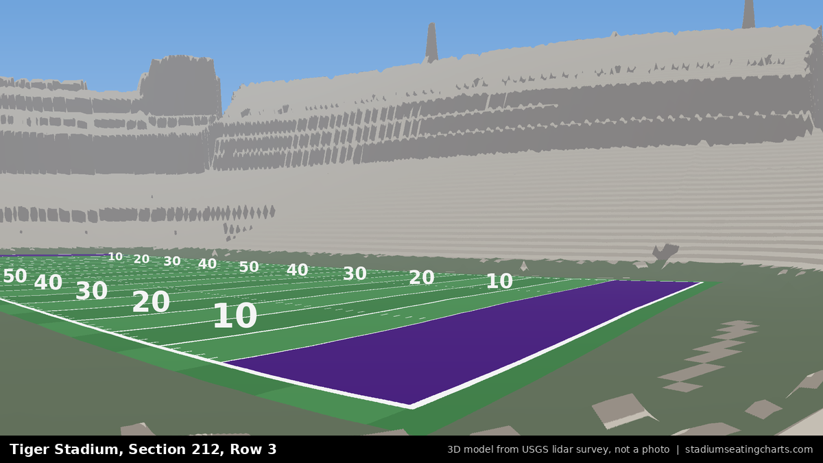 View from Tiger Stadium Section 212, Row 3, looking toward the field