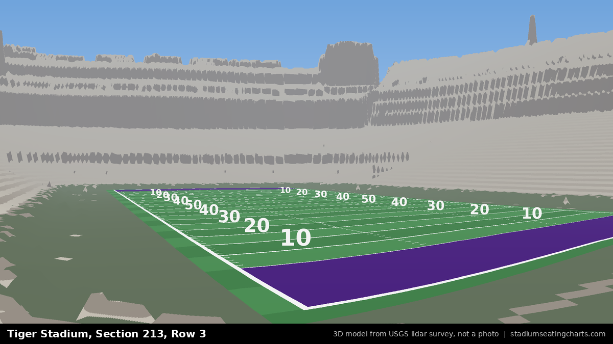 View from Tiger Stadium Section 213, Row 3, looking toward the field