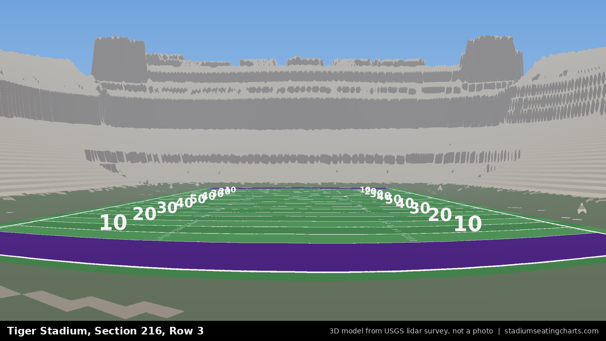 View from Tiger Stadium Section 216, Row 3, looking toward the field