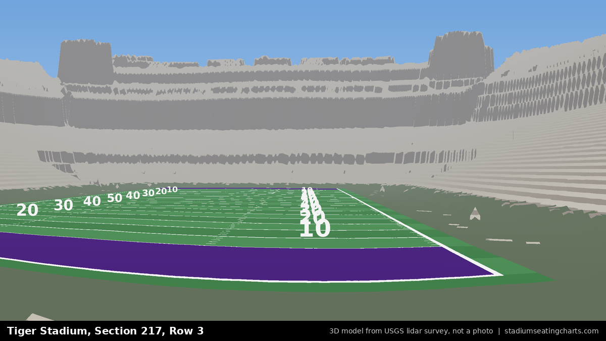 View from Tiger Stadium Section 217, Row 3, looking toward the field