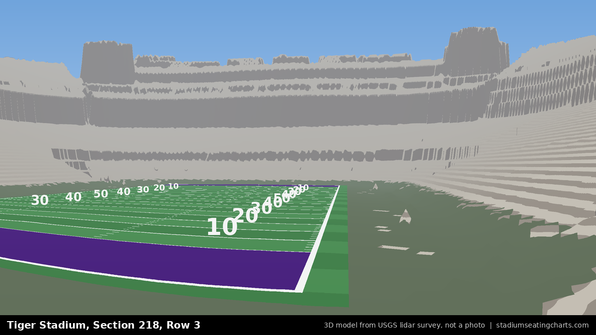 View from Tiger Stadium Section 218, Row 3, looking toward the field