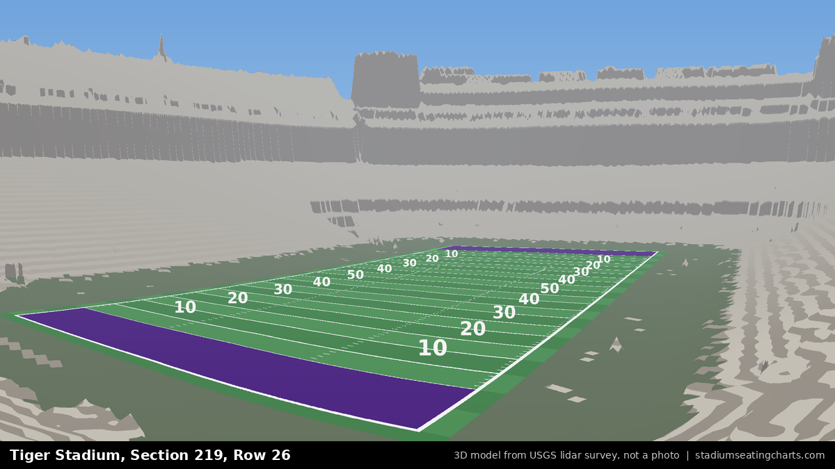 View from Tiger Stadium Section 219, Row 26, looking toward the field
