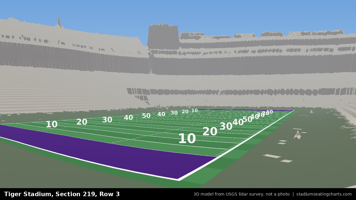 View from Tiger Stadium Section 219, Row 3, looking toward the field