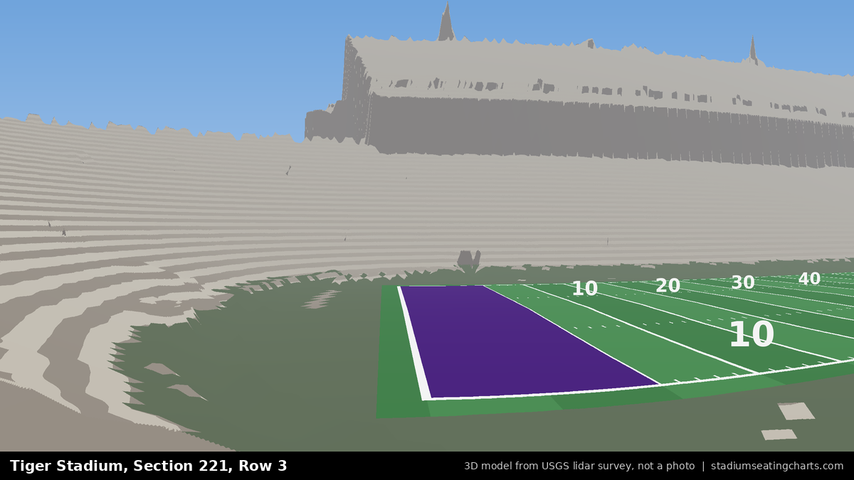 View from Tiger Stadium Section 221, Row 3, looking toward the field