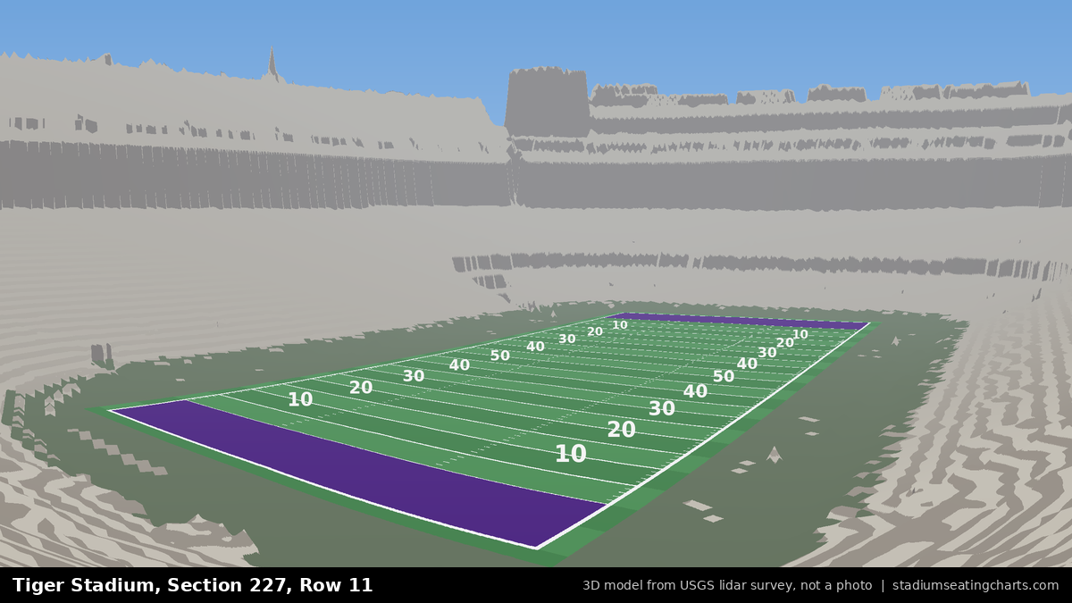 View from Tiger Stadium Section 227, Row 11, looking toward the field