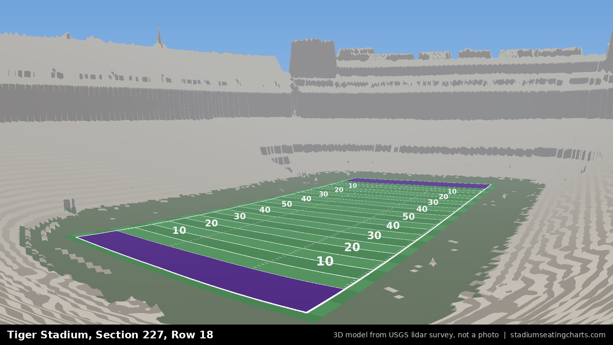 View from Tiger Stadium Section 227, Row 18, looking toward the field
