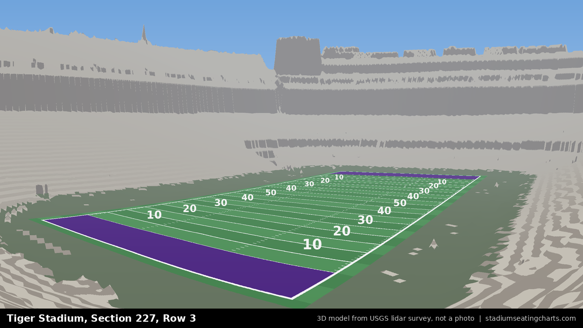 View from Tiger Stadium Section 227, Row 3, looking toward the field