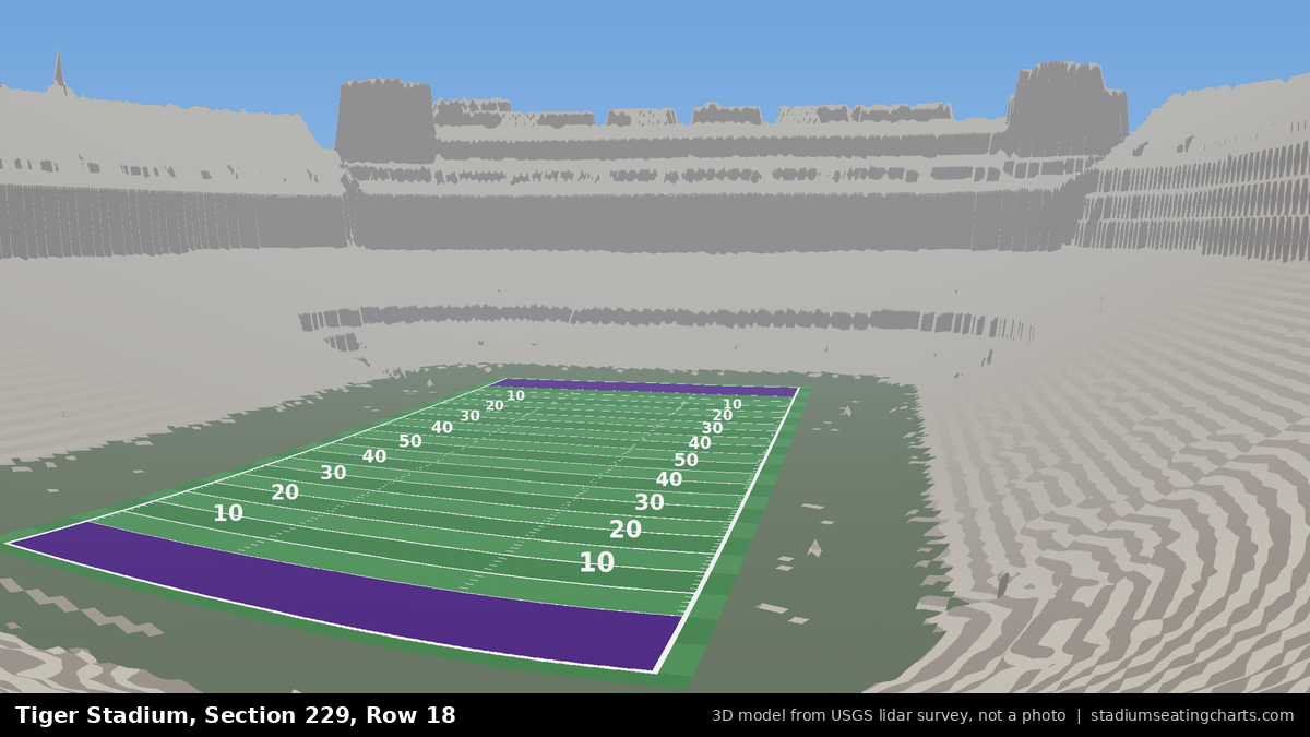 View from Tiger Stadium Section 229, Row 18, looking toward the field