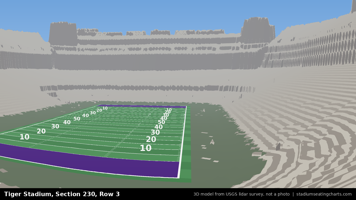 View from Tiger Stadium Section 230, Row 3, looking toward the field