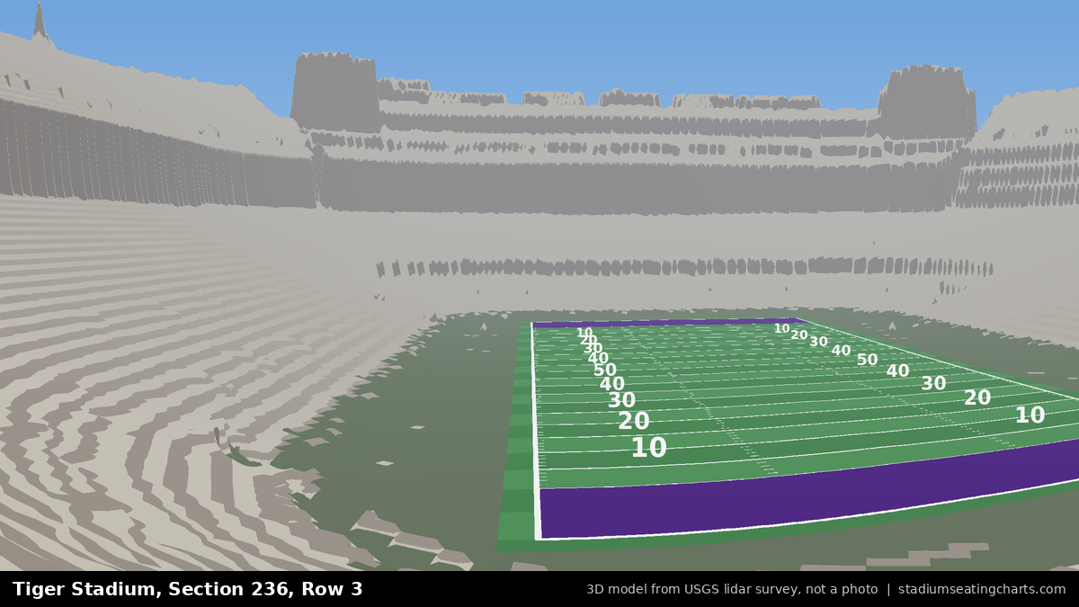 View from Tiger Stadium Section 236, Row 3, looking toward the field