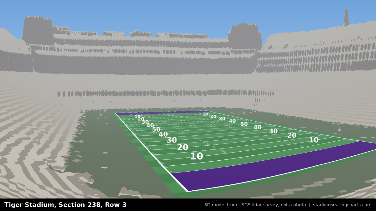 View from Tiger Stadium Section 238, Row 3, looking toward the field