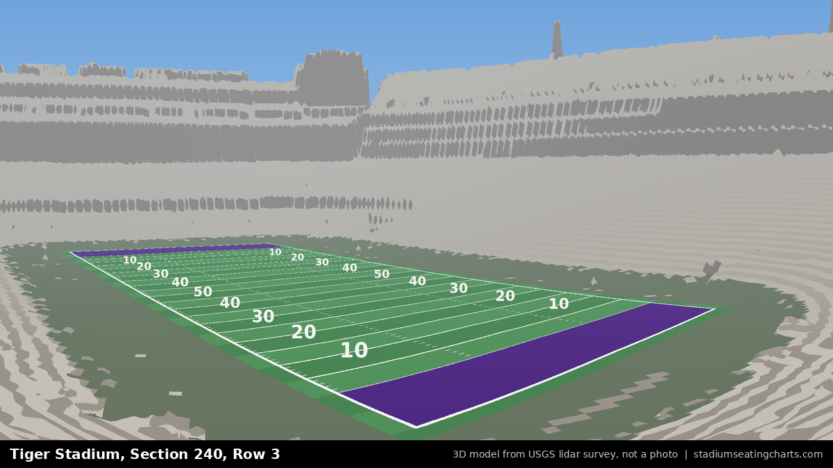 View from Tiger Stadium Section 240, Row 3, looking toward the field