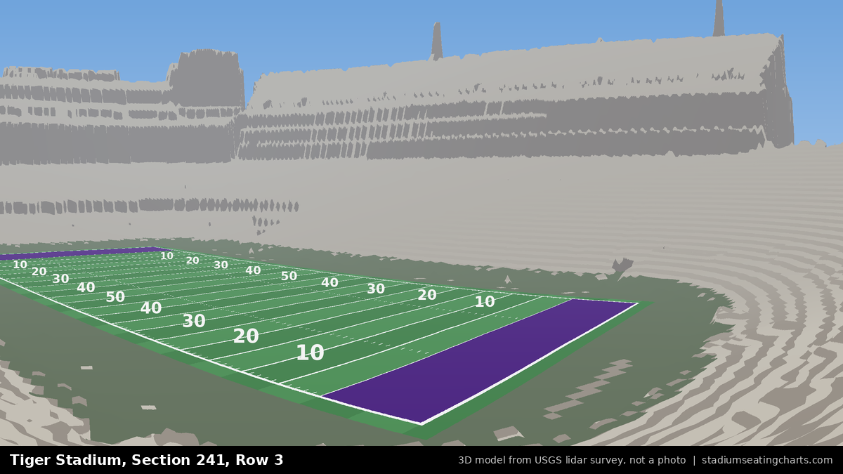 View from Tiger Stadium Section 241, Row 3, looking toward the field