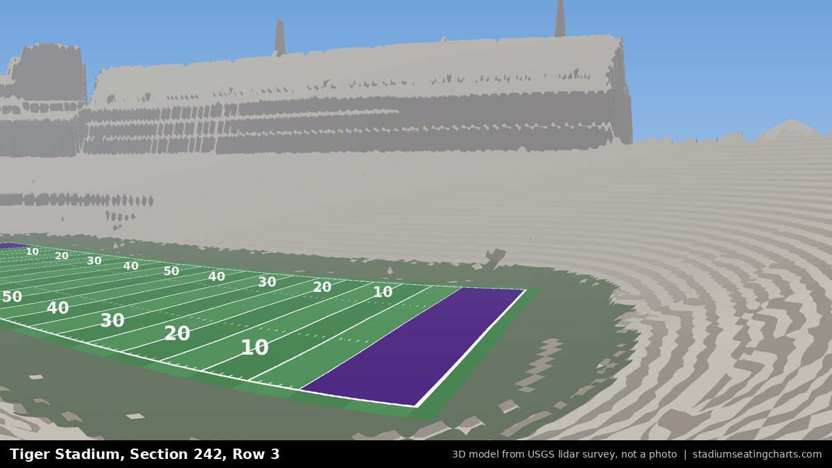 View from Tiger Stadium Section 242, Row 3, looking toward the field