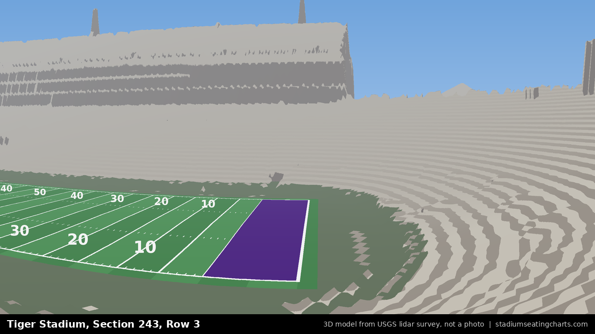 View from Tiger Stadium Section 243, Row 3, looking toward the field