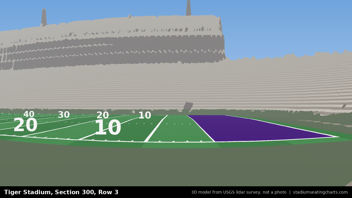 View from Tiger Stadium Section 300, Row 3, looking toward the field