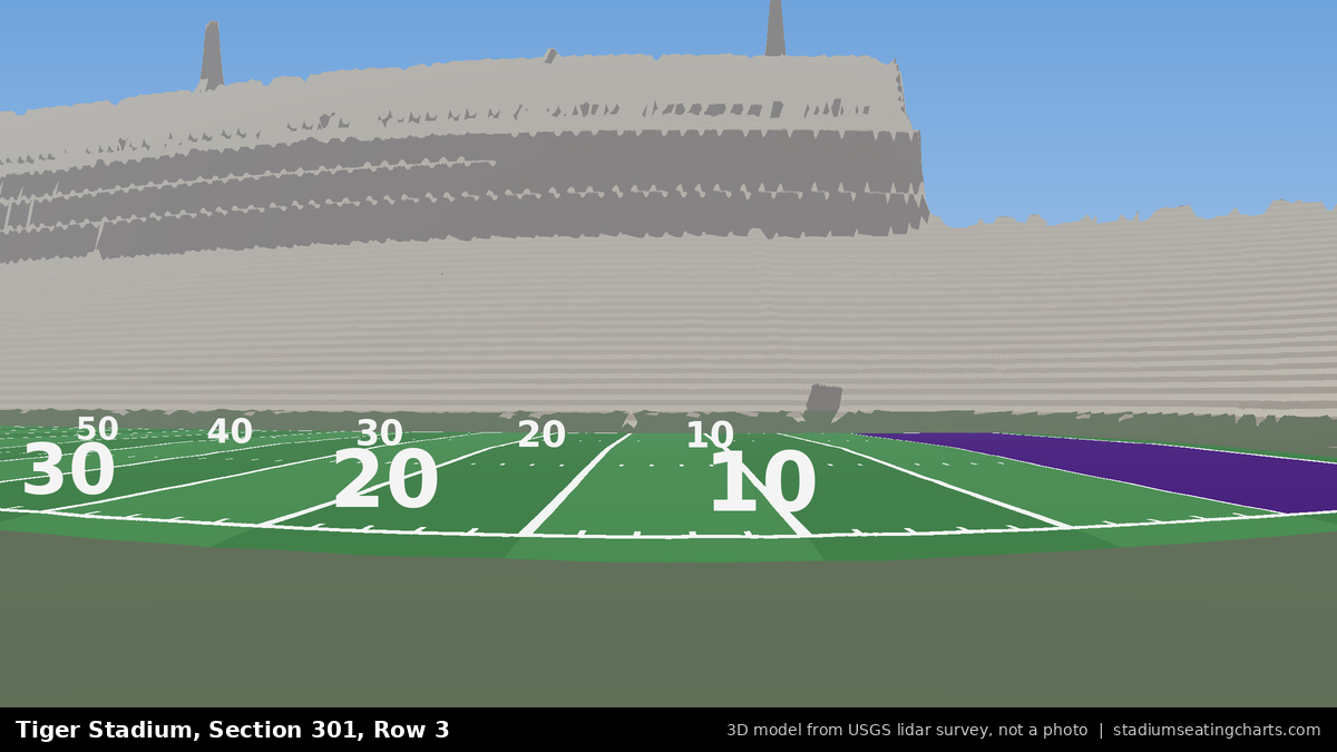 View from Tiger Stadium Section 301, Row 3, looking toward the field