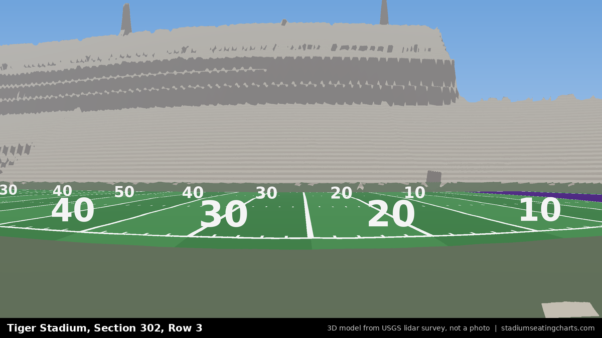 View from Tiger Stadium Section 302, Row 3, looking toward the field