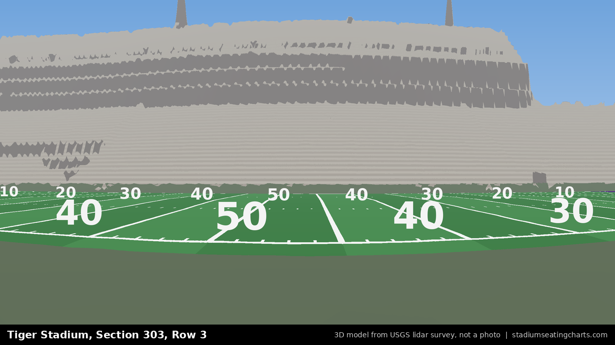 View from Tiger Stadium Section 303, Row 3, looking toward the field