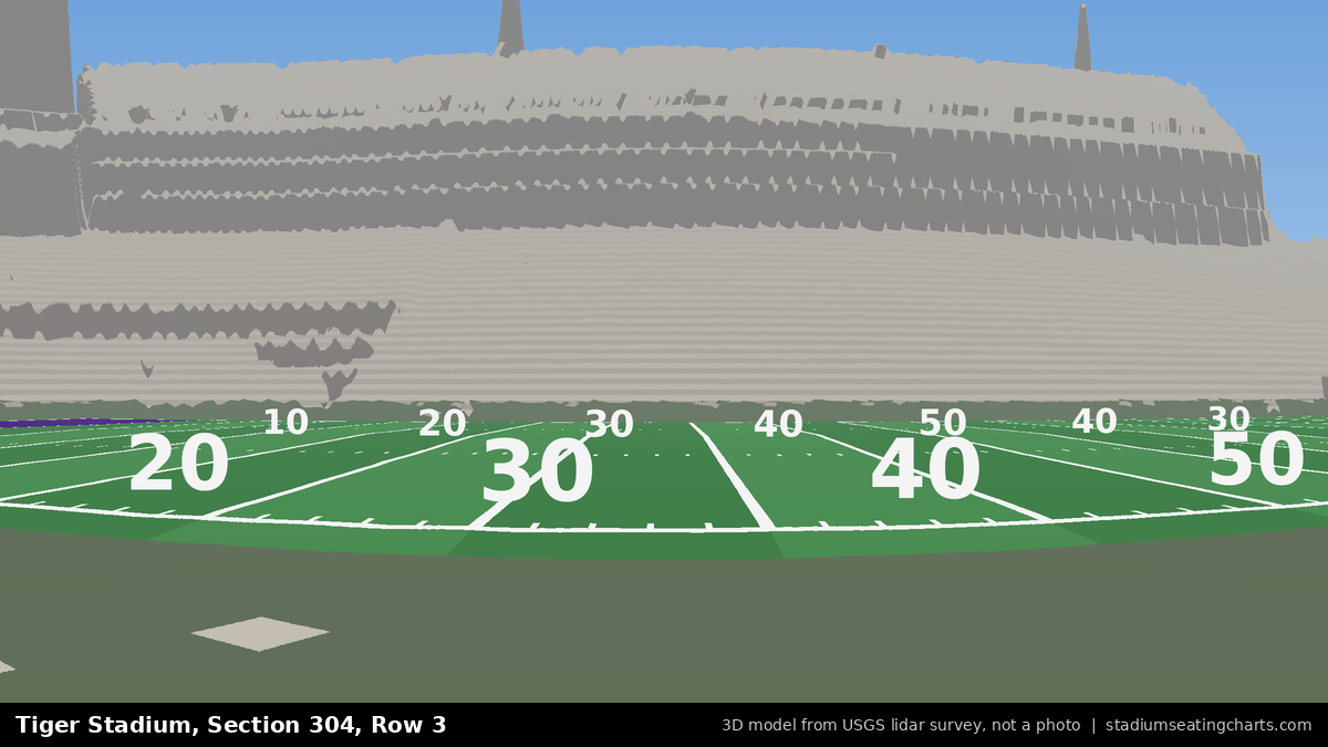 View from Tiger Stadium Section 304, Row 3, looking toward the field