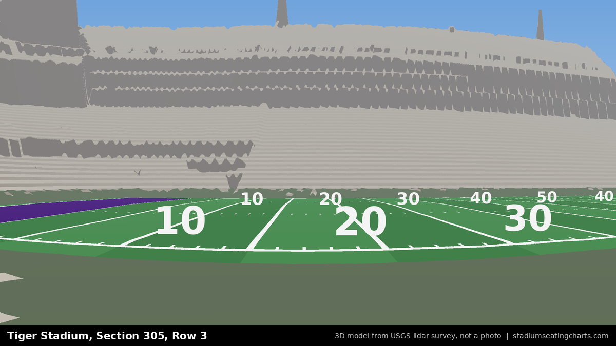 View from Tiger Stadium Section 305, Row 3, looking toward the field