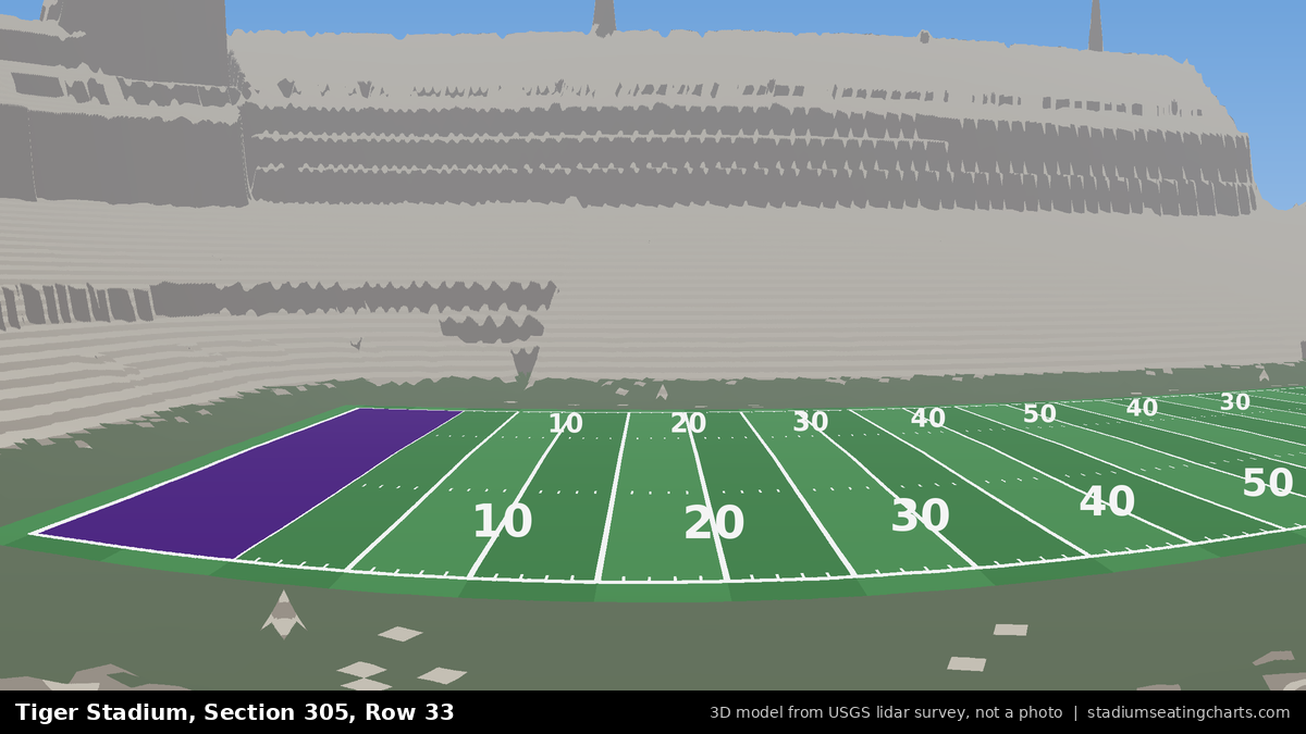 View from Tiger Stadium Section 305, Row 33, looking toward the field