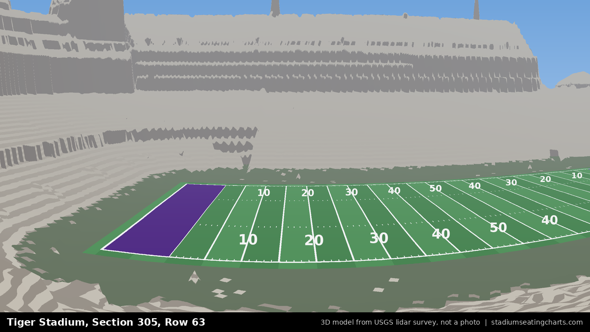 View from Tiger Stadium Section 305, Row 63, looking toward the field