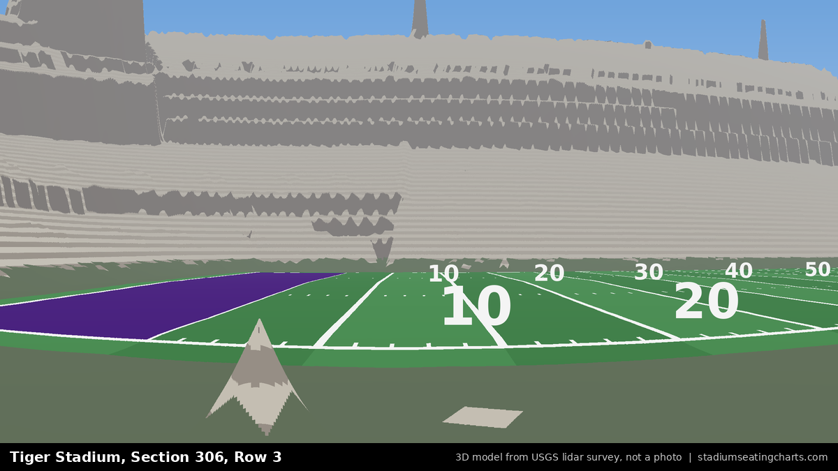 View from Tiger Stadium Section 306, Row 3, looking toward the field