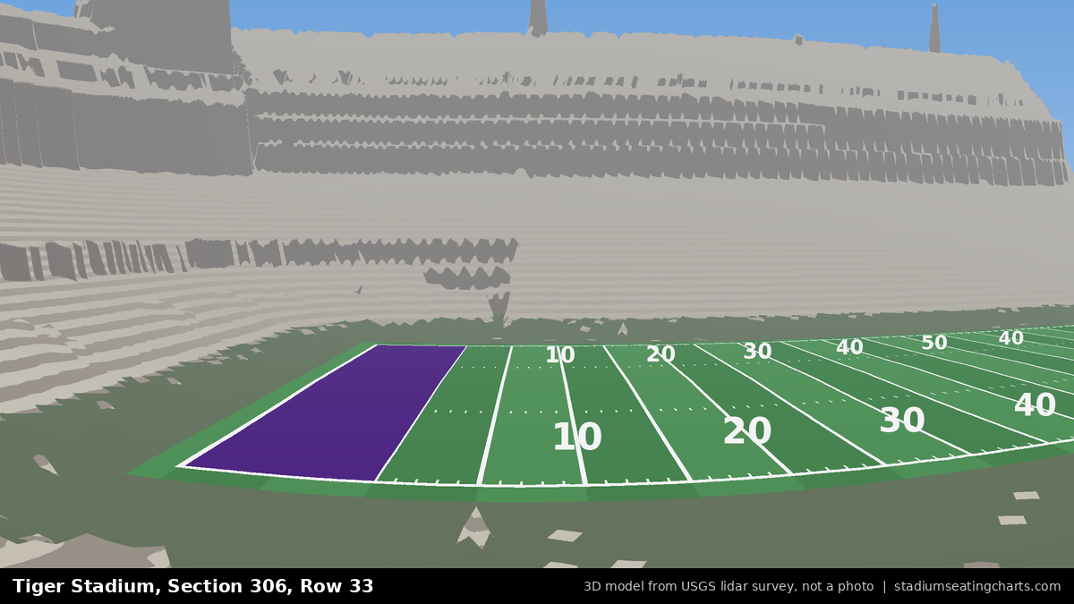 View from Tiger Stadium Section 306, Row 33, looking toward the field