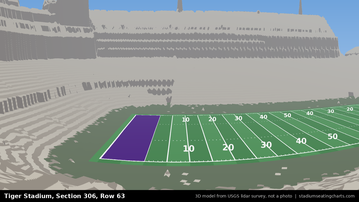 View from Tiger Stadium Section 306, Row 63, looking toward the field