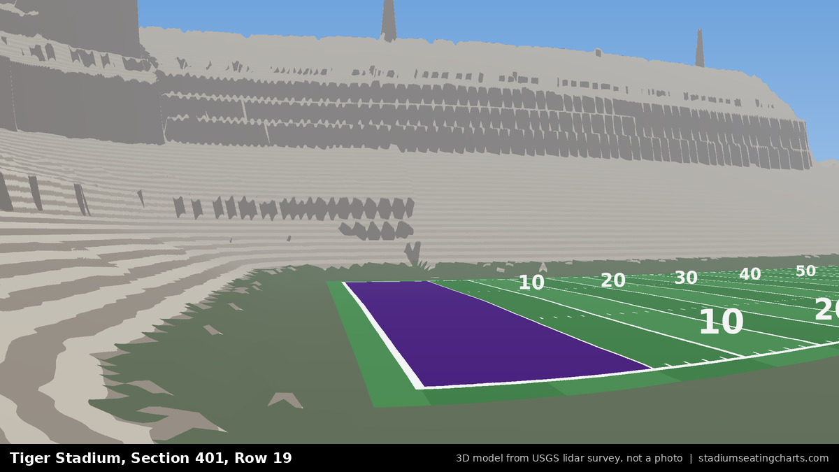View from Tiger Stadium Section 401, Row 19, looking toward the field