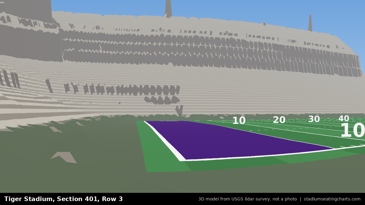 View from Tiger Stadium Section 401, Row 3, looking toward the field