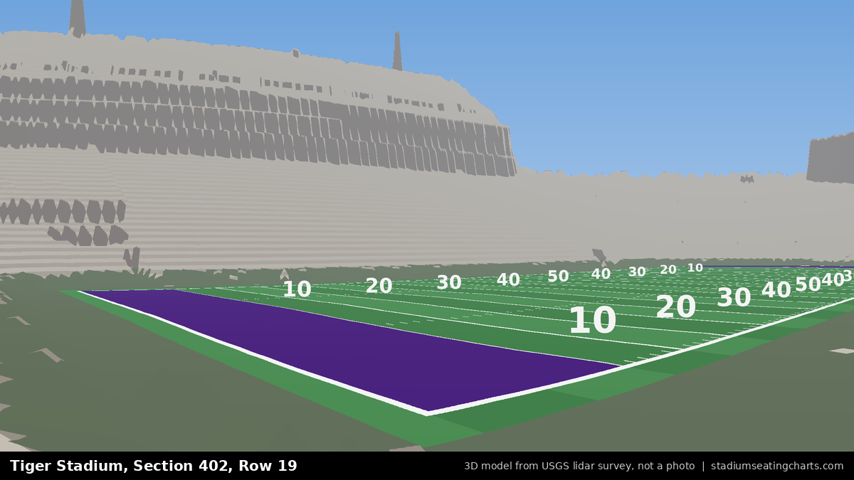 View from Tiger Stadium Section 402, Row 19, looking toward the field