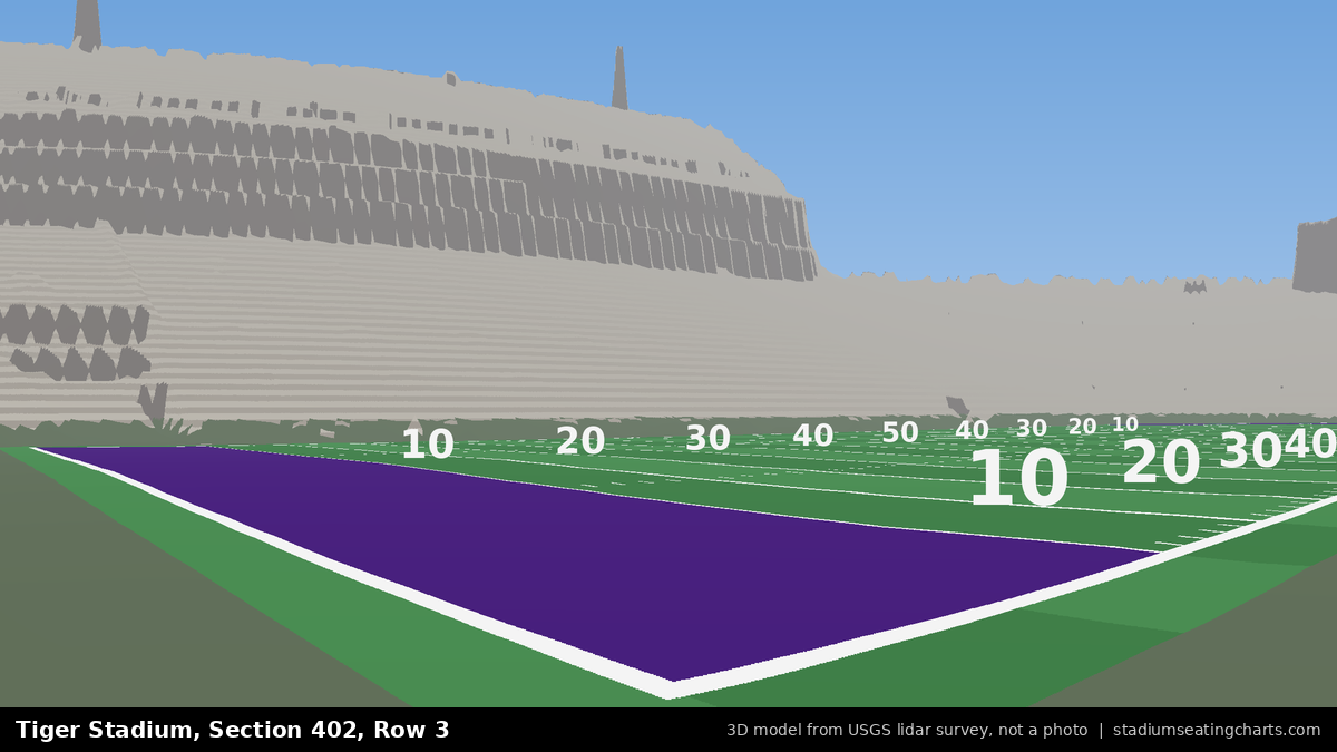 View from Tiger Stadium Section 402, Row 3, looking toward the field