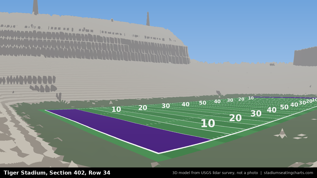 View from Tiger Stadium Section 402, Row 34, looking toward the field