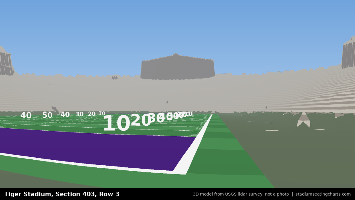 View from Tiger Stadium Section 403, Row 3, looking toward the field