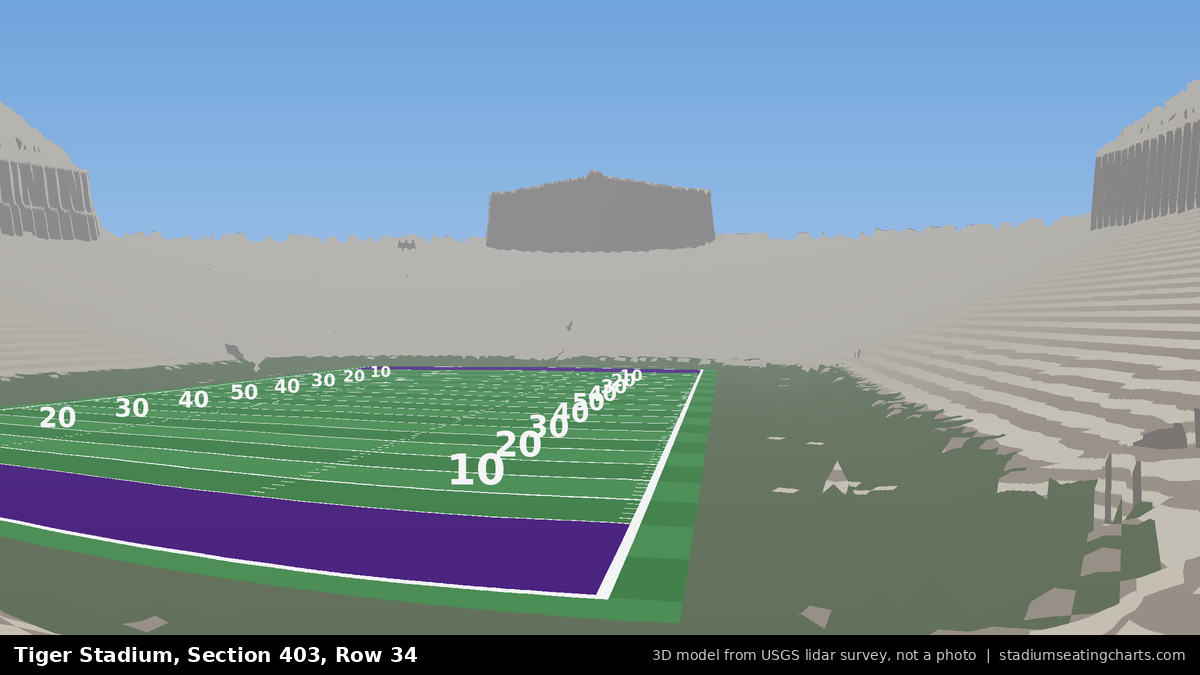 View from Tiger Stadium Section 403, Row 34, looking toward the field
