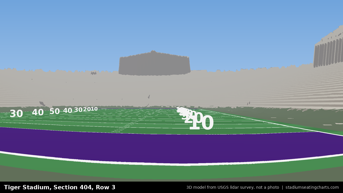 View from Tiger Stadium Section 404, Row 3, looking toward the field