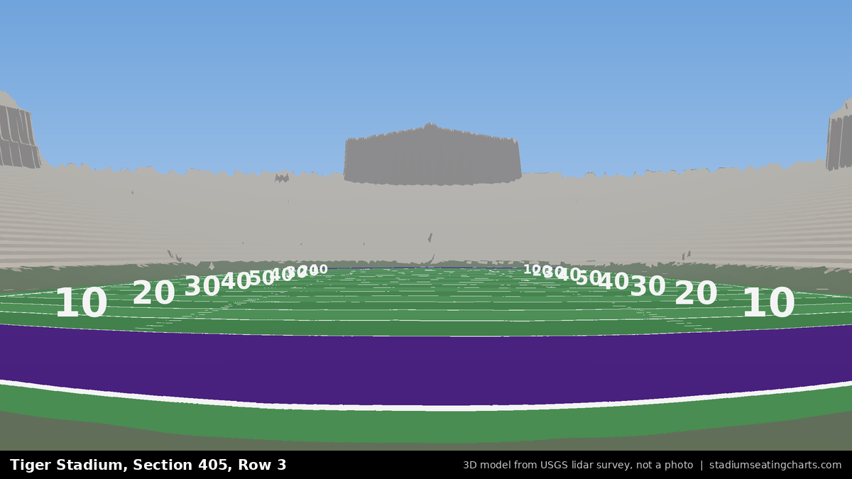 View from Tiger Stadium Section 405, Row 3, looking toward the field