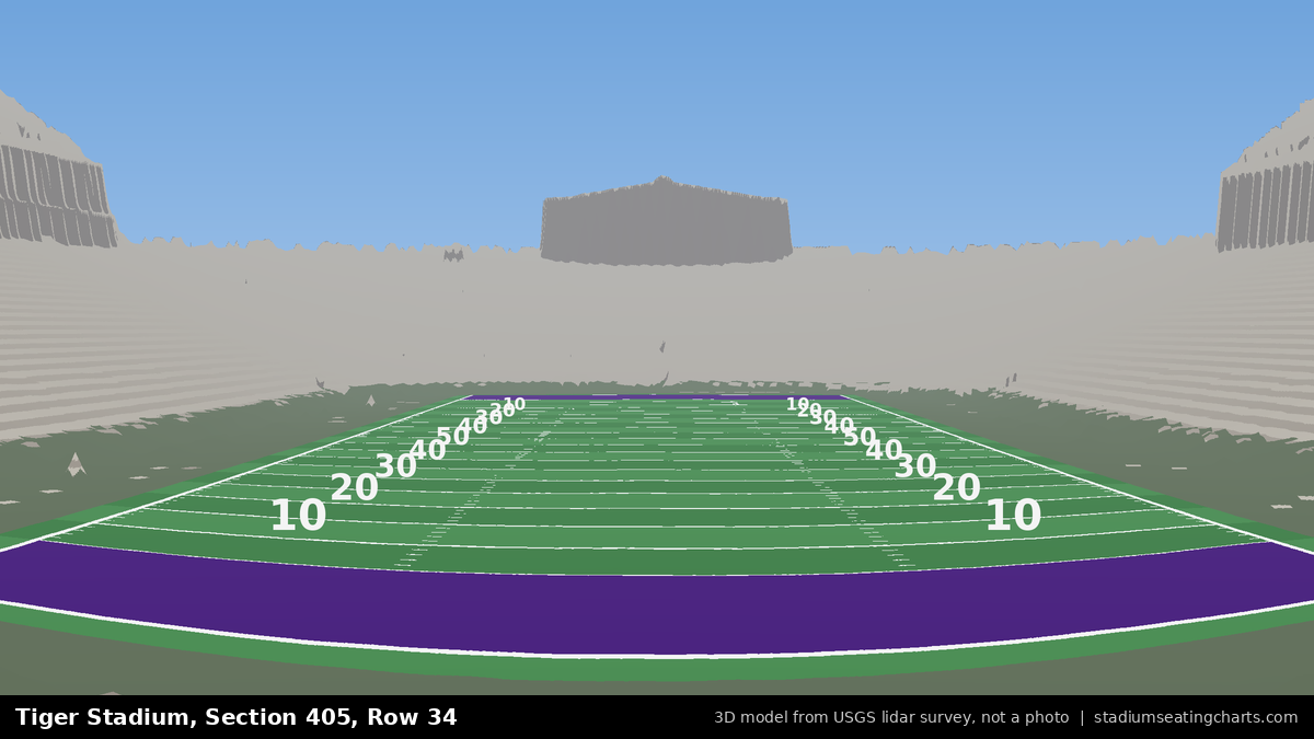 View from Tiger Stadium Section 405, Row 34, looking toward the field