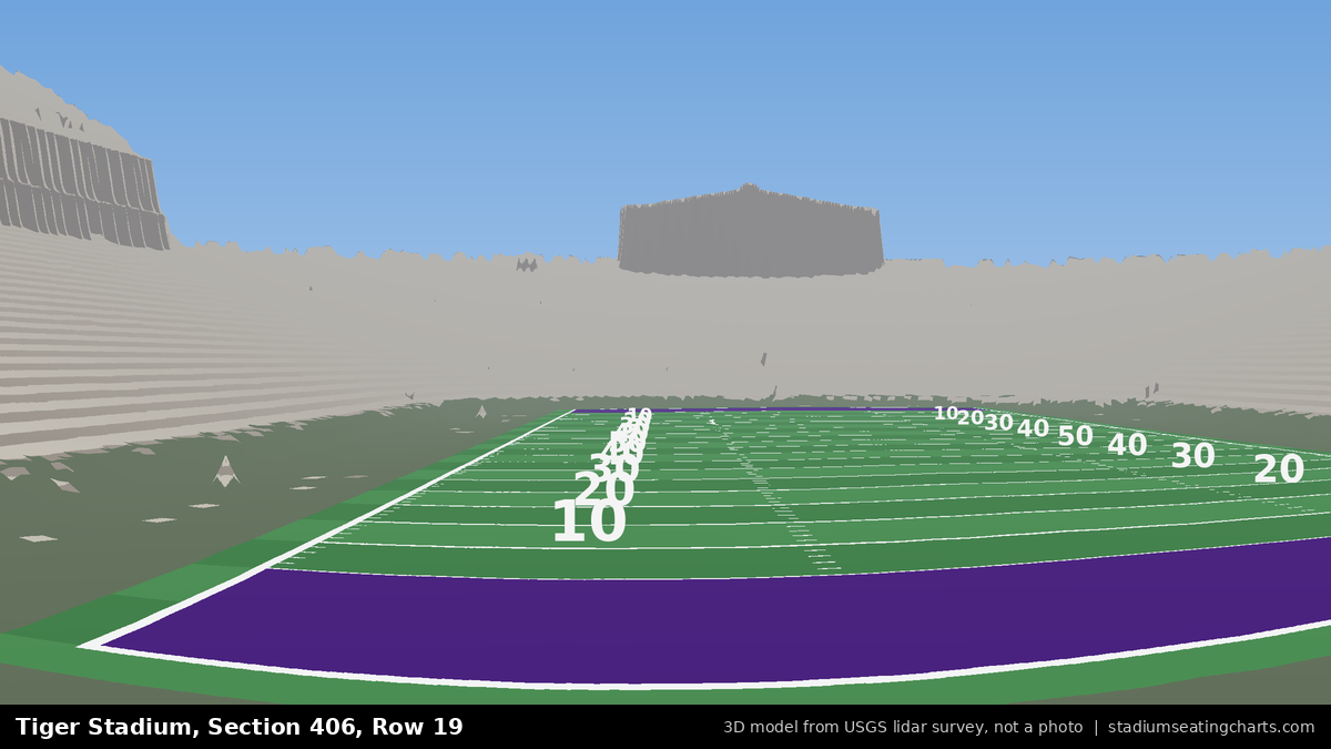 View from Tiger Stadium Section 406, Row 19, looking toward the field