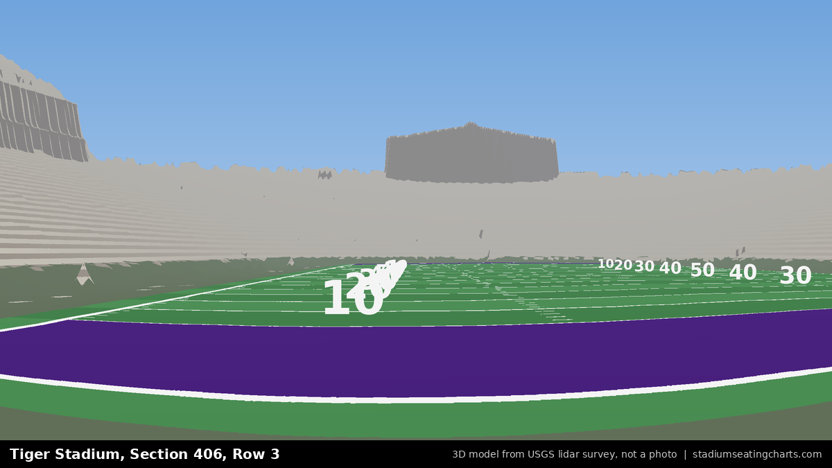 View from Tiger Stadium Section 406, Row 3, looking toward the field