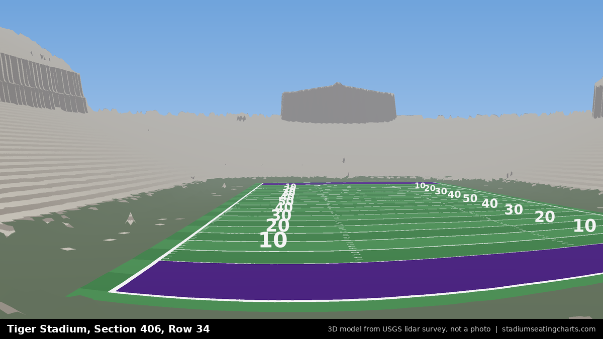 View from Tiger Stadium Section 406, Row 34, looking toward the field